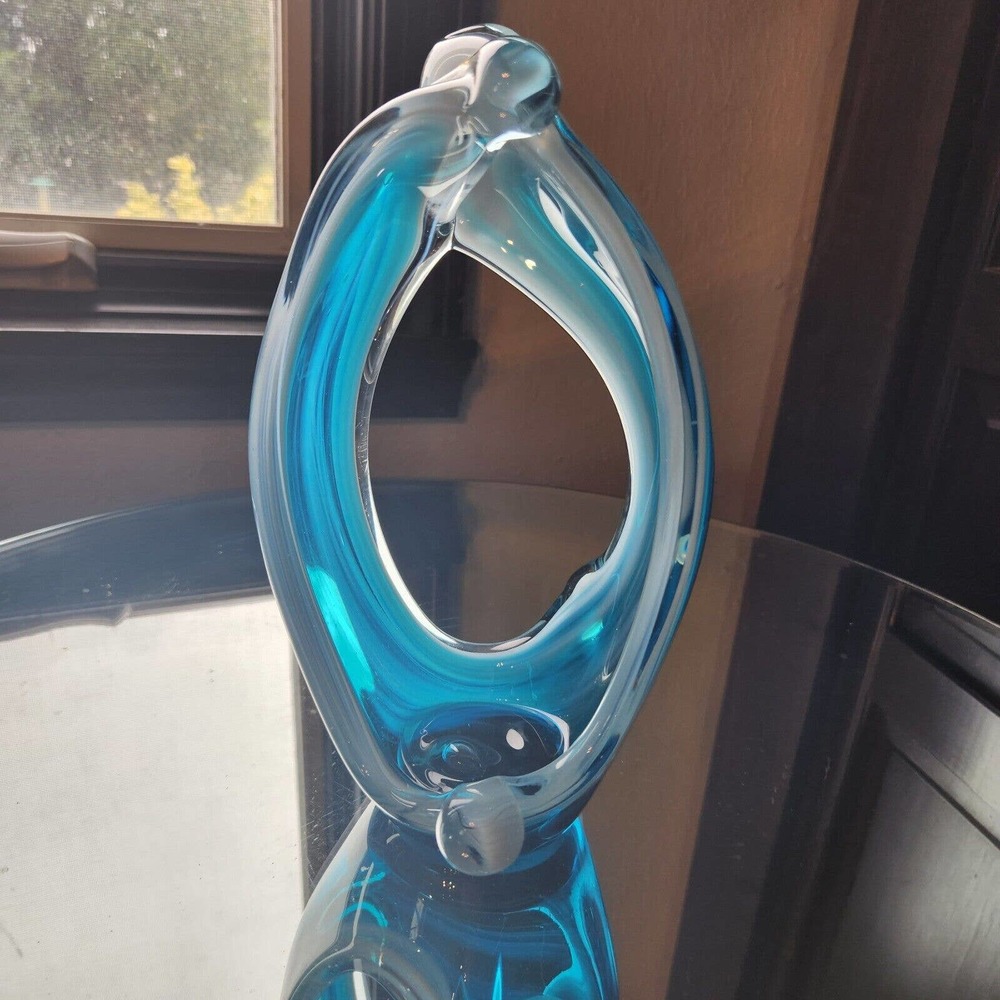 Art Glass Abstract Design, Blue & White, Votive, Candle, Decor